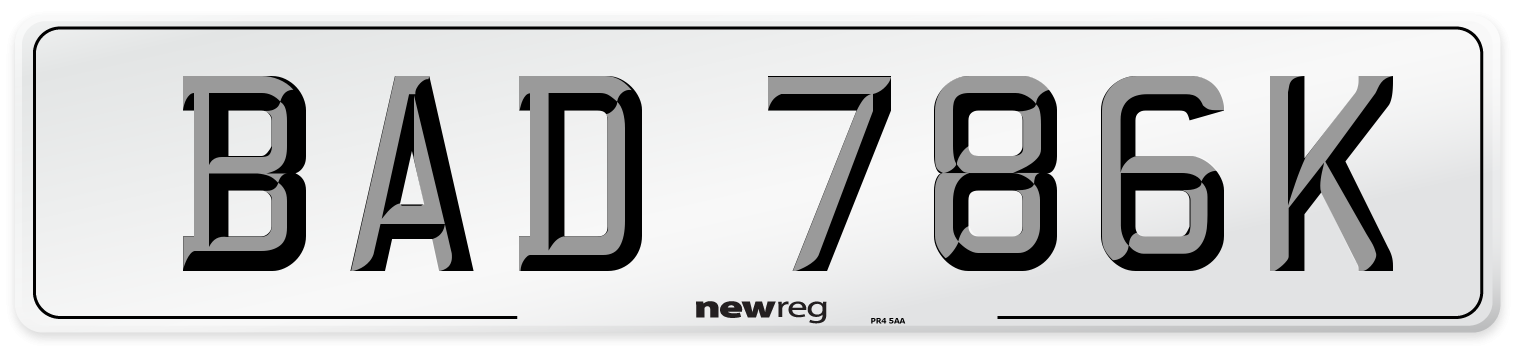 BAD 786K Number Plate from New Reg